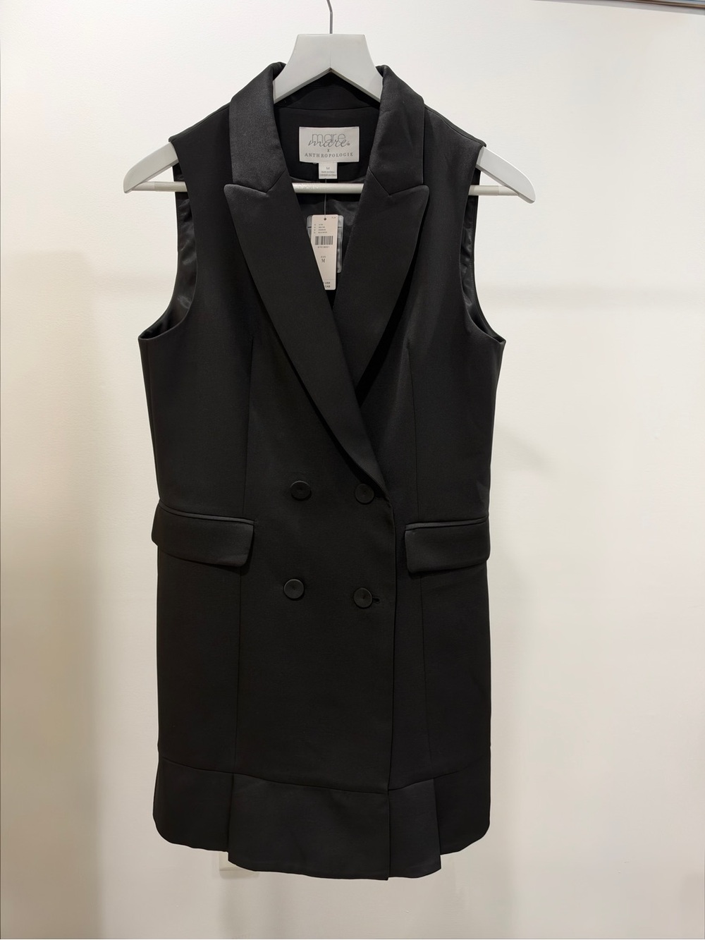 Anthropologie Black Sleeveless Double-Breasted Dress Vest